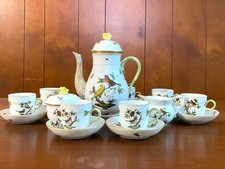 Herend Ungheria "Rothschild Birds" servizio caffè demitasse/espresso per 8, come nuovo