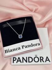 Collana Pandora Punto Luce Quadrato Blu