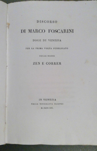 Discorso marco foscarini - discorso, doge