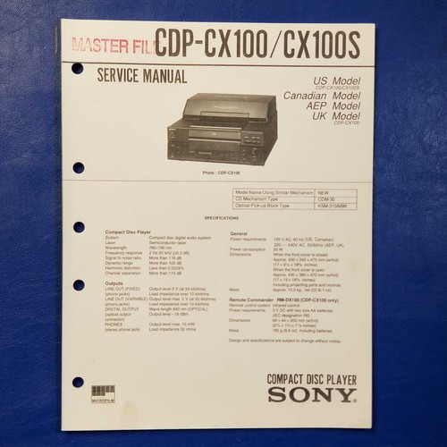 Sony cdp cx100 cx100s - sony, cdp-cx100s