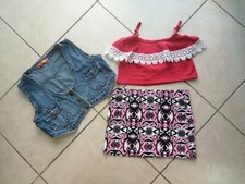 Lotto Stock Abbigliamento Bambina 3 Pezzi gonna gilet jeans top 10 11 anni