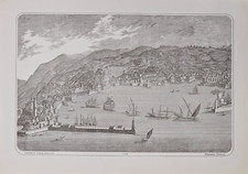 Stampa antica Genova Veduta della città 1770 Torricelli Riproduzione XX secolo