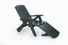 Lettino/Sdraio pieghevole con ruote in Polyrattan  - Mod. Barbuda verde