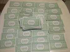 Monopoli Anni 70/80 Giochi SAS in Lire: lotto di banconote da gioco da Lire 1000