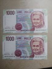 Due banconote 1000 lire Montessori - FDS - Numeri Successivi