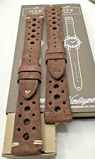 pregiato cinturino vintage racing fatto a mano mm20/16 testa moro scamosciato