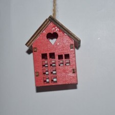 Casetta il legno bianco e rosso per albero di natale da addobbi decorazioni nata