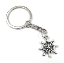 Portachiavi Argento Metallo Timone Marinaio Navigazione