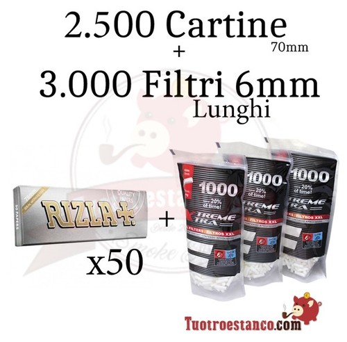 500 cartine rizla argento 70 - 2.500,