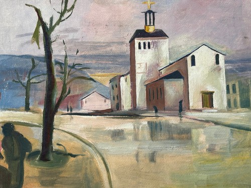 Antico dipinto olio piatto - antico,