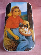 SCATOLA IN LATTA CON MANICI PORTA LAVORO CUCITO O CESTINO MERENDA VINTAGE