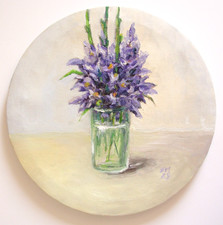 Bouquet viola in vaso dipinto