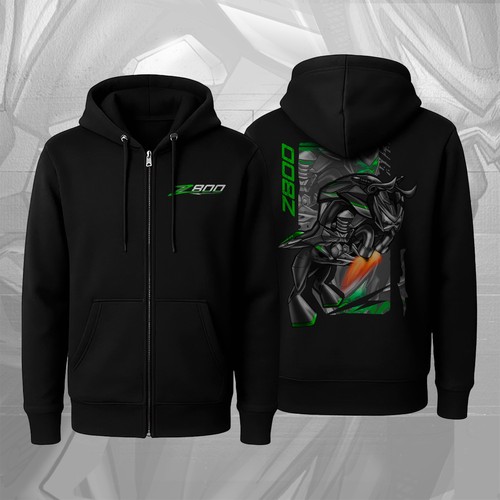 Felpa con cappuccio zip moto