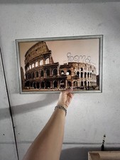 Quadro Bella Roma Colosseo Con Cornice Grigia E Glitterata Su Foto