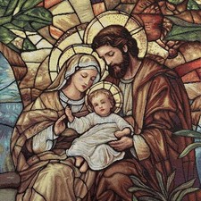 Pannello Gobelin Sacra Famiglia Vetrage 45x45 Cm 7235