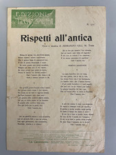 Rarissimo spartito musicale Rispetti all'antica 1913 Prima edizione Armando Gill