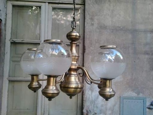 Lampadario ottonato sfere - e,