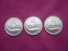 n° 3 monete da 5 Lire Delfino - 1951 1952 1954 - Repubblica Italiana - Lotto