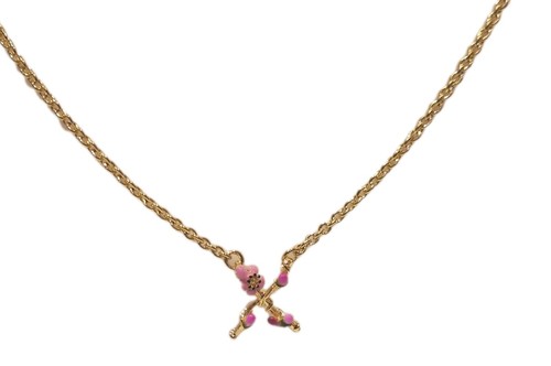 Collana croce floreale rosa