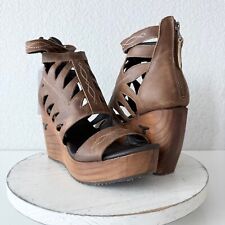 NUOVI stivali Lane BECCA donna marroni zeppe 9 sandali western cowgirl tacco legno