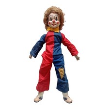 *HH* Peluche Clown Pagliaccio Vintage Marionetta Antico Giocattolo Gioco Toy