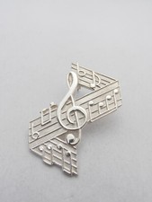 Chiave di Violino, Spartito e Note Musicali : Spilla da Giacca in Argento 925