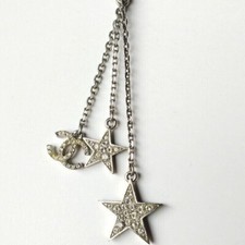 CHANEL COLLANA girocollo in metallo silver con 3 ciondoli con cristalli.