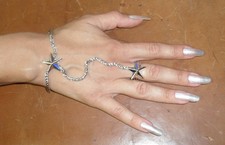 baciamano  gioiello STELLA  BAGNO ARGENTO  BACIA MANO BRACCIALE ANELLO regolabil