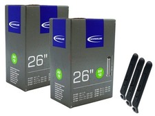 2x Tubo Bici Schwalbe 26 Pollici Valvola Auto 32-590/47-584 AV12 +3 Sollevato...
