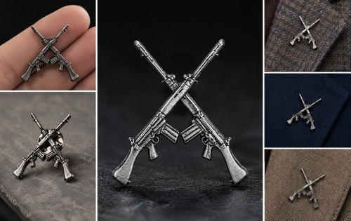 Crossed slr rifles pin - slr,