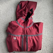 Giacca Softshell Mountain Hardwear Condotto Pioggia Vento Full Zip Cappuccio Rosso Uomo XL