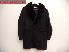 Nuovo senza etichette - Cappotto sartoriale uomo Reiss nero con collo in pelliccia di blyth, taglia M