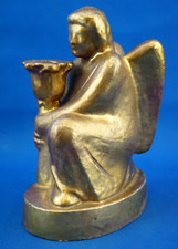 Carlo Sbisà scultura portacandela angelo terracotta dorata lustro 1900 Art Deco