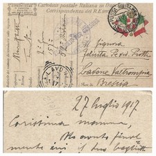 WW1 1917 FRANCHIGIA POSTA MILITARE 52A DIVISIONE 28.7.17 DA ZONA MALGA FOSSETTA