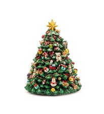 Carillon musicale ALBERO con BABBO NATALE , in resina H. 16 cm.