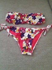 costume da bagno donna, bikini fascia coppe rimovibili Tg 3, slip arricciato Tg2