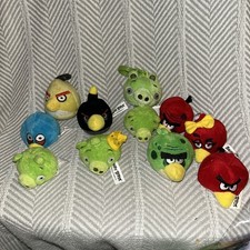 Lotto di 11 peluche Angry Birds 2" finger matita topper peluche con portachiavi