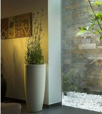 VASO MODERNO TONDO MODERNO IN RESINA Ø33xh70/Ø40xh90 cm CACHEPOT CON RIPIANO