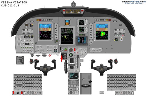 Poster cessna citation cockpit - cessna,