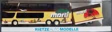 RIETZE 80082 Pullman 3 assi, 2 piani con rimorchio SETRA "marti" - scala H0