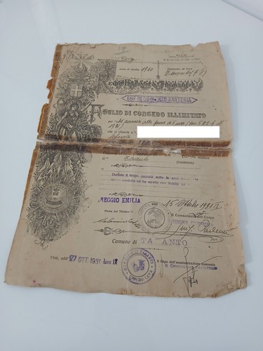 Foglio congedo illimitato 1931 - congedo,