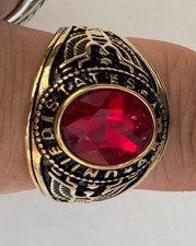 Anello Unisex Acciaio Inox Dorato US Army Cristallo Rosso