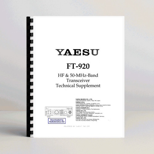 Yaesu 920 manuale - ft-920, d'uso