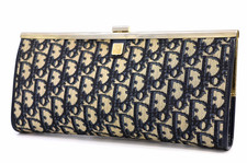 Christian Dior borsa pochette vintage borsetta CD trotter tela blu navy autentica