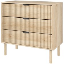 HOMCOM Mobile Cassettiera a 3 Cassetti in Legno, 80x40x77.5 cm, Rovere
