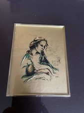 QUADRO SU LASTRA A FOGLIA D'ORO VINTAGE GOLDEN RECANATI -Donna Con Bambino-NONA