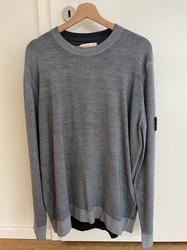 Maglione lana blu - grigio, stone