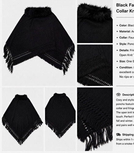 Maglione donna nero poncho
