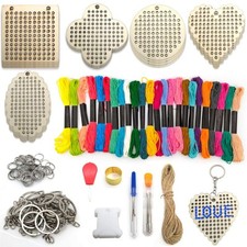 20 Pezzi Kit Portachiavi a Punto Croce Telaio Legno a Punto Croce Cornici pe