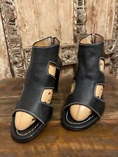 SCARPE USATE DONNA STOCK SFILATA pelle nera suole cuoio tacco 7,5 cm Voltan 1898